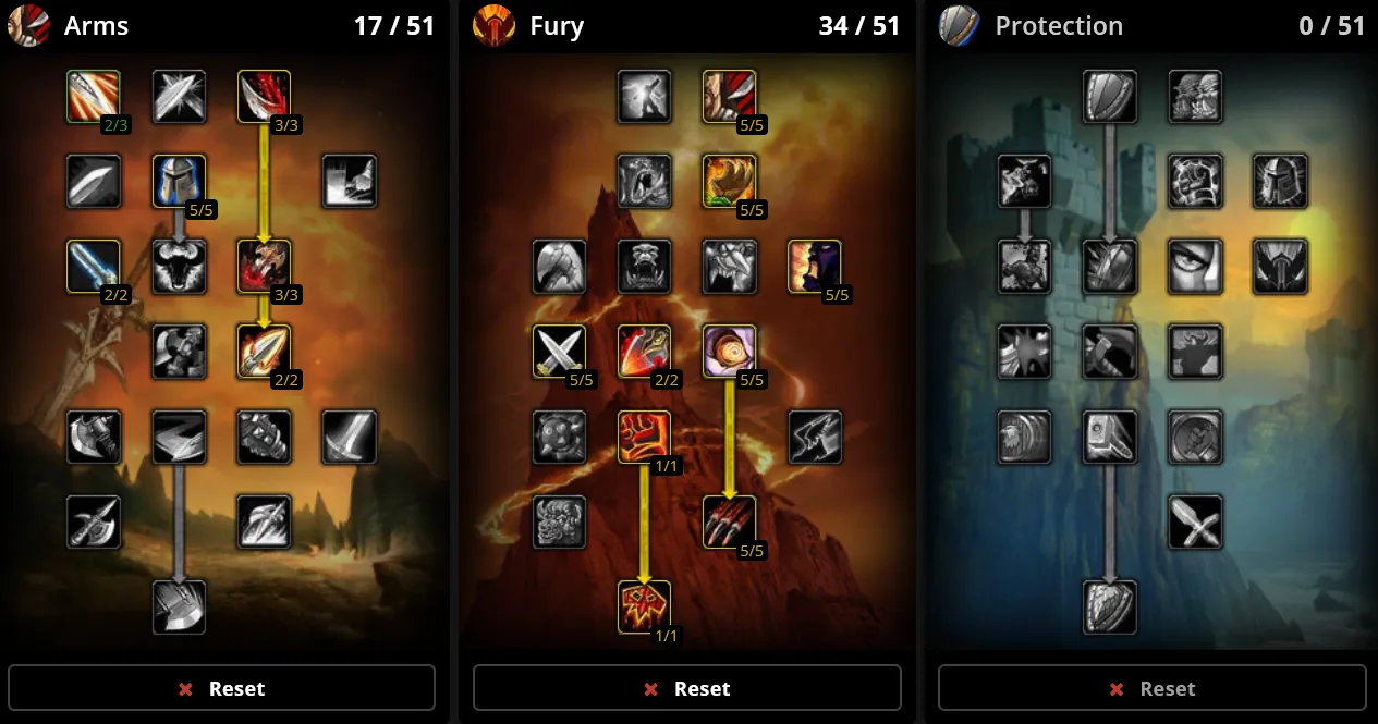 WoW SoD Phase 4 Fury Warrior Talents