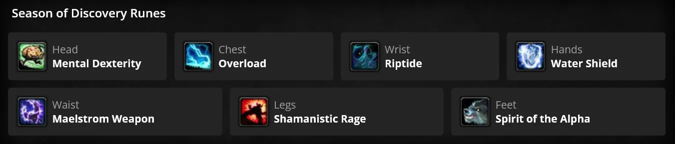 WoW SoD Phase 3 Resto Shaman Runes