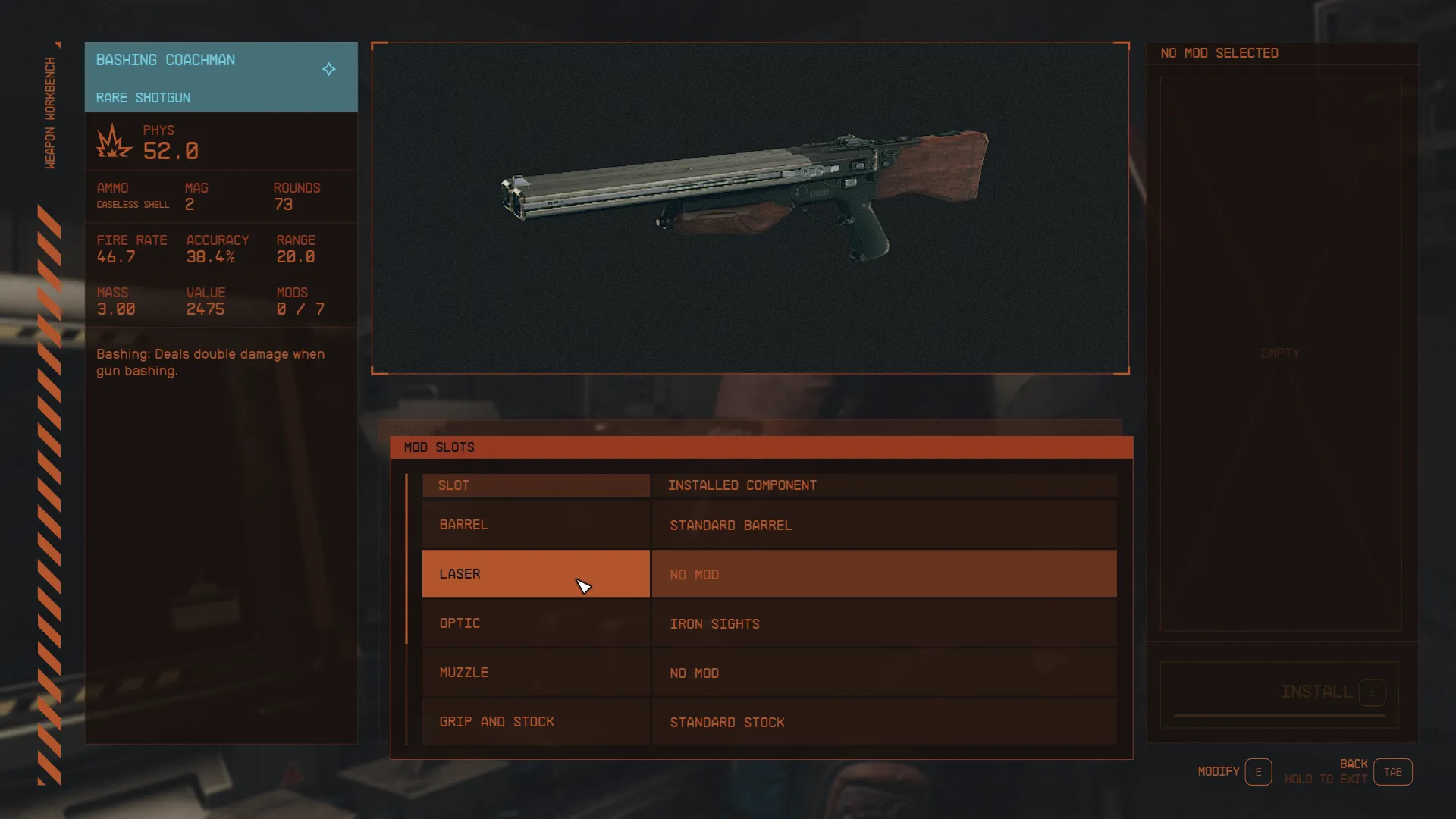 Installing weapon mods in Starfield