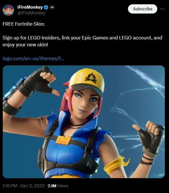 How to get the free Explorer Emilie skin in LEGO Fortnite