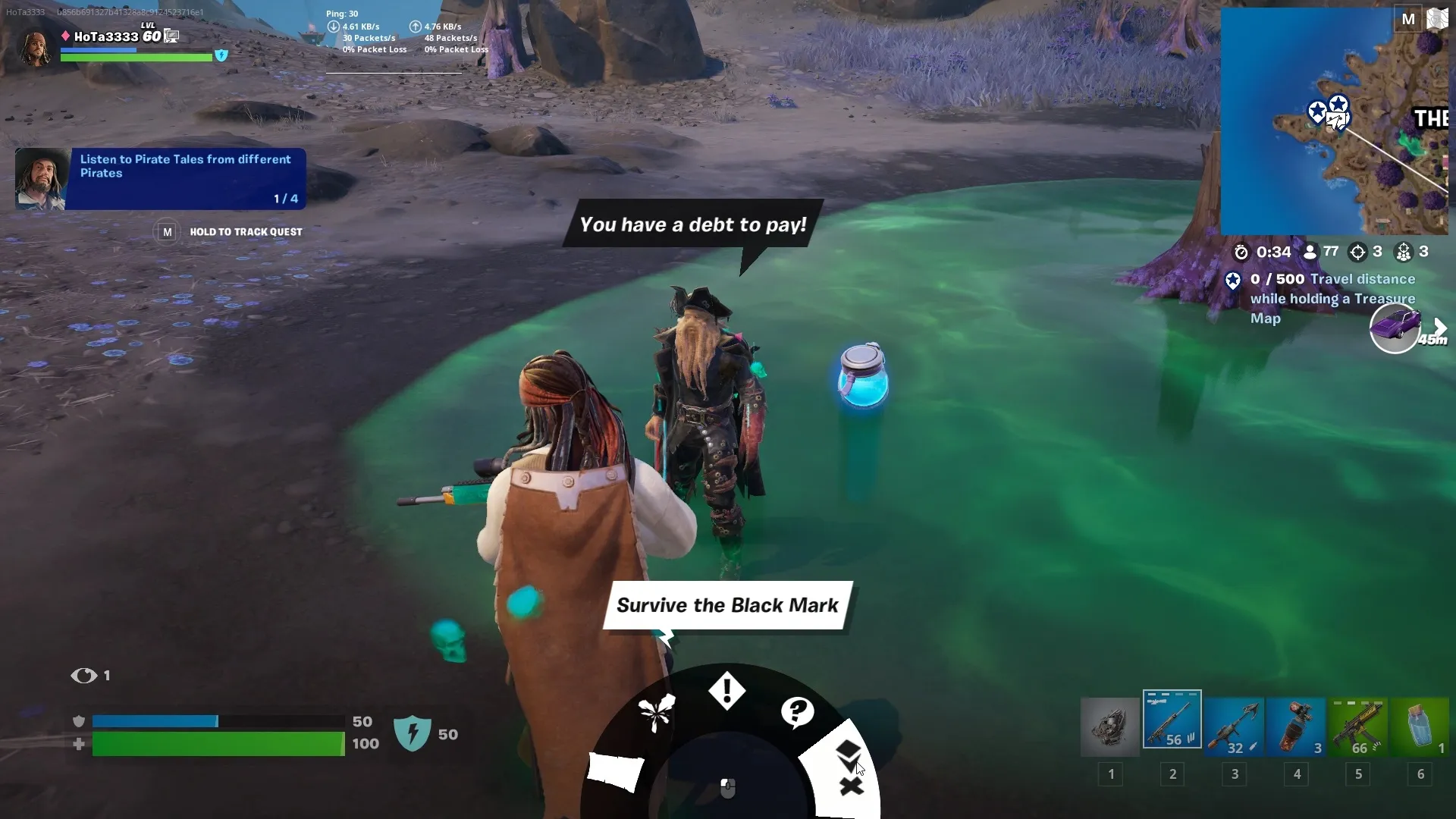 How to Accept 'Survive the Black Mark' from Davy Jones in FOrtnite