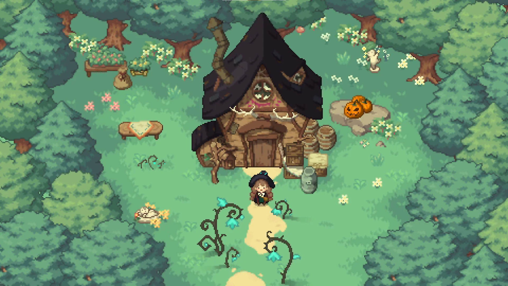 little witch in the woods pixel art game rpg