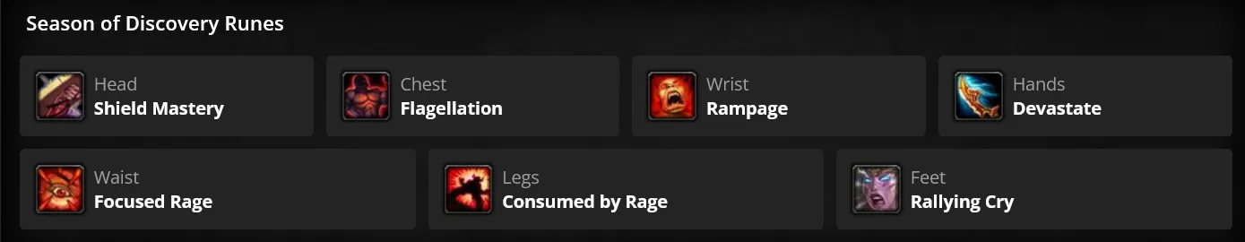 WoW SoD Phase 3 Warrior Tank Runes