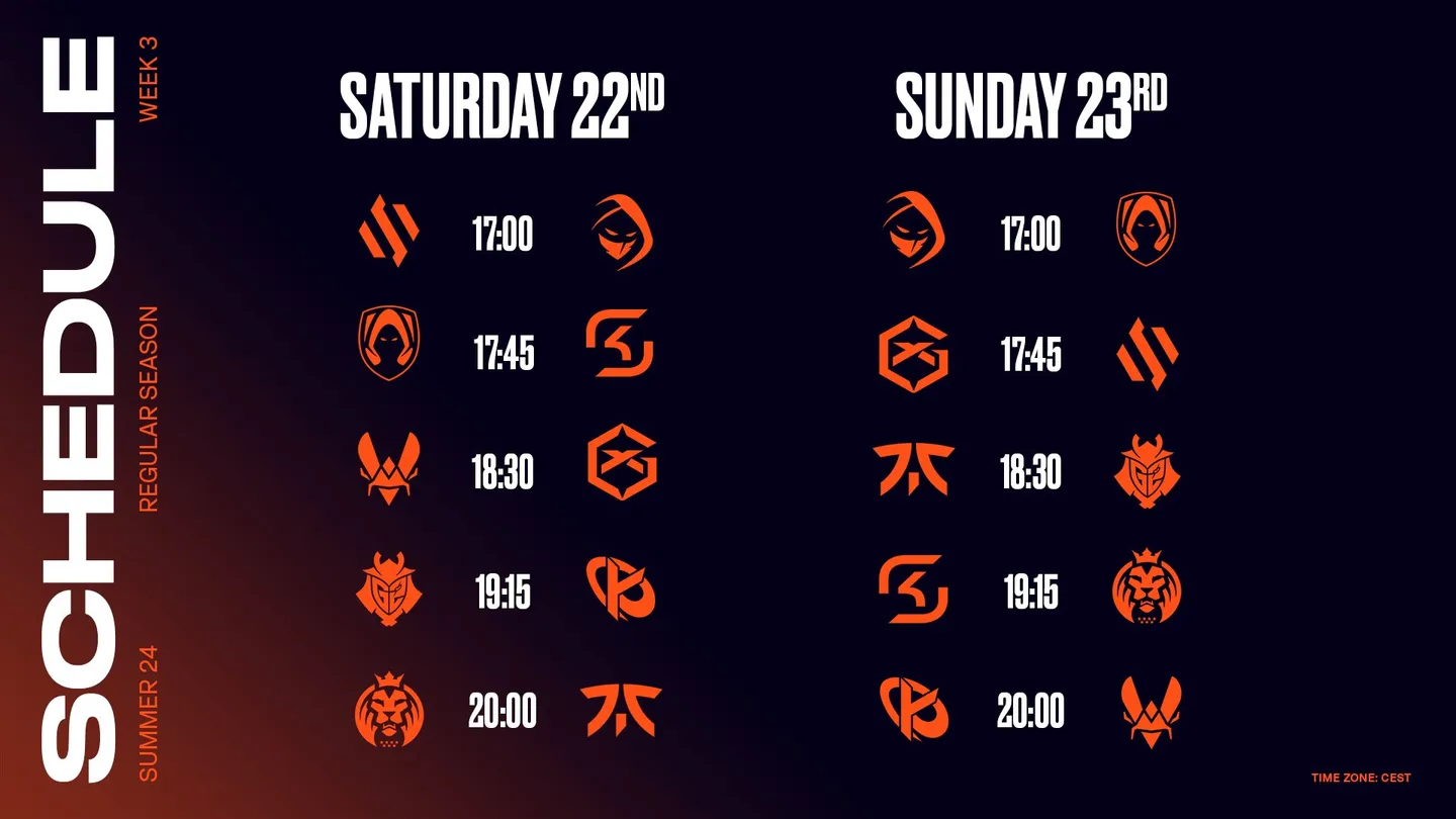 LEC 2024 Summer Split Schedule Regular Season 