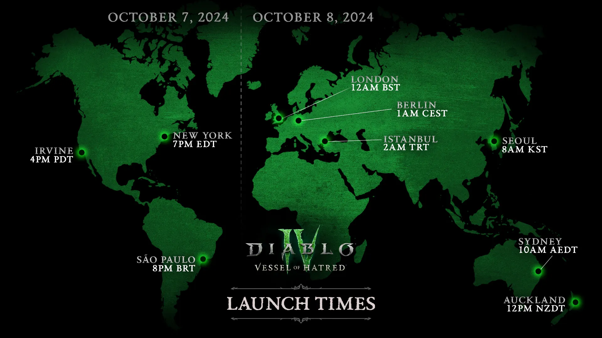 Diablo 4 Vessel of Hatred Launch Times & Time Zones