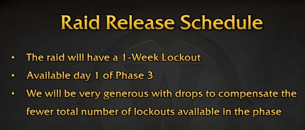 WoW SoD Phase 3 Raid Schedule