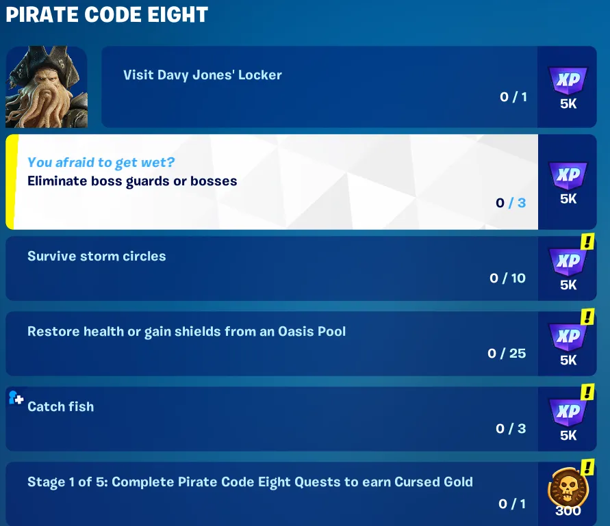 How to Complete Every 'Pirate Code Eight' Quest in Fortnite Chapter 5 Season 3