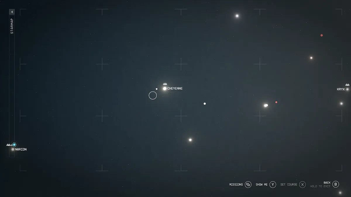 Cheyenne solar system location in Starfield