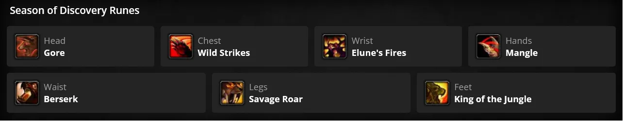 WoW SoD Phase 3 Feral Druid Runes