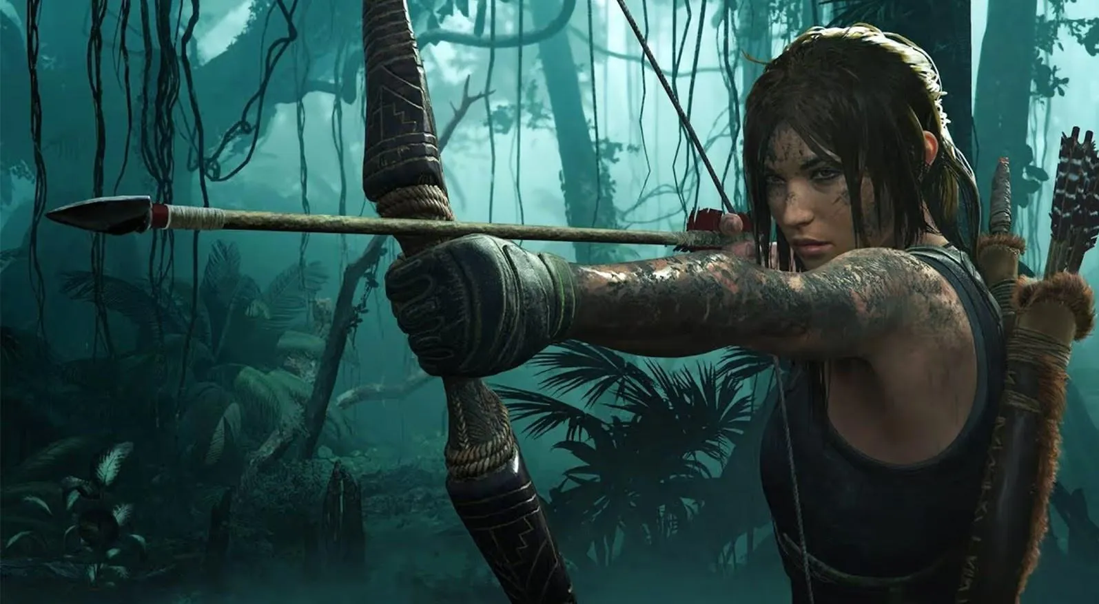 Lara croft notching her bow