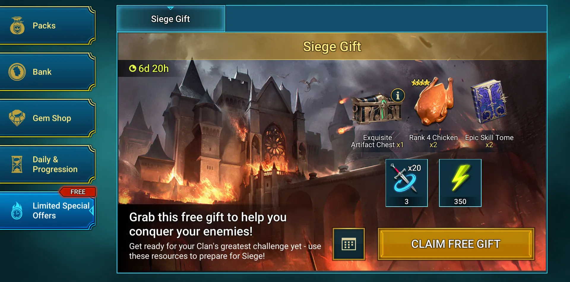 RAID Shadow Legends: Siege Gift Details