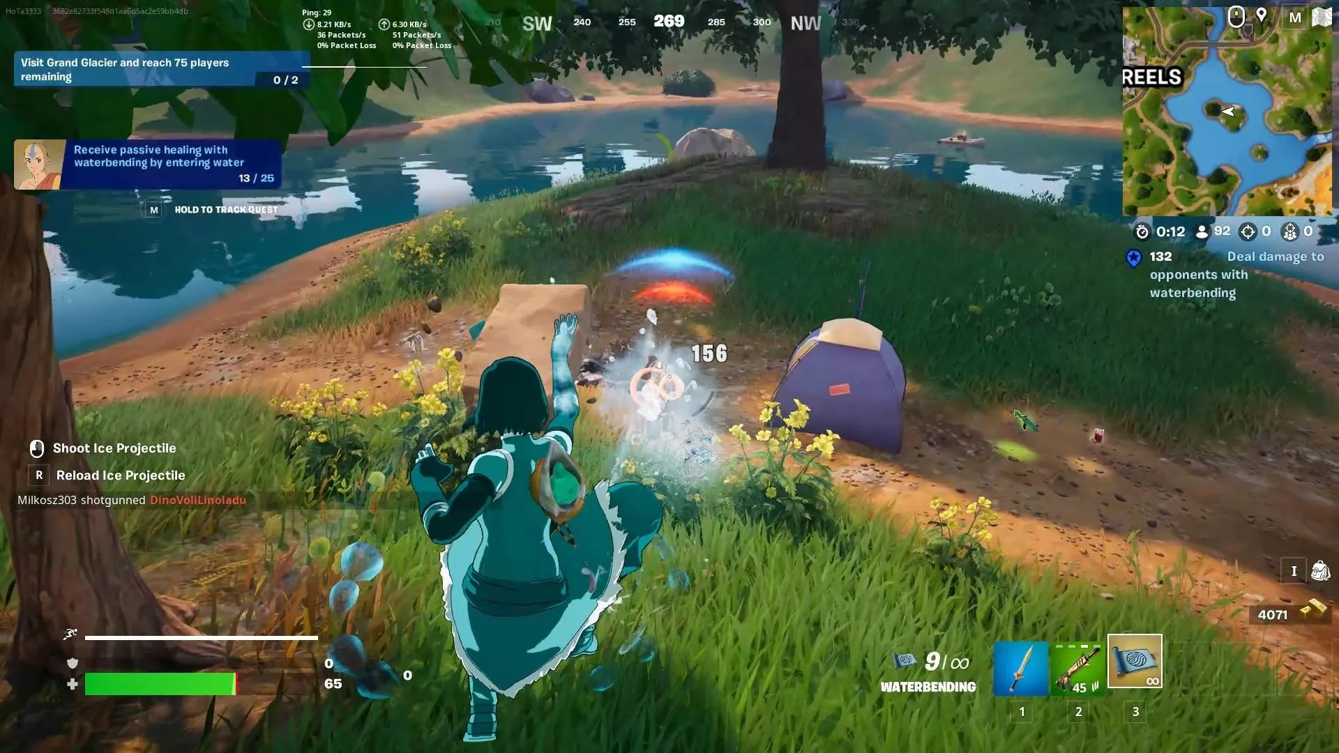 Deal damage to opponents with waterbending Fortnite