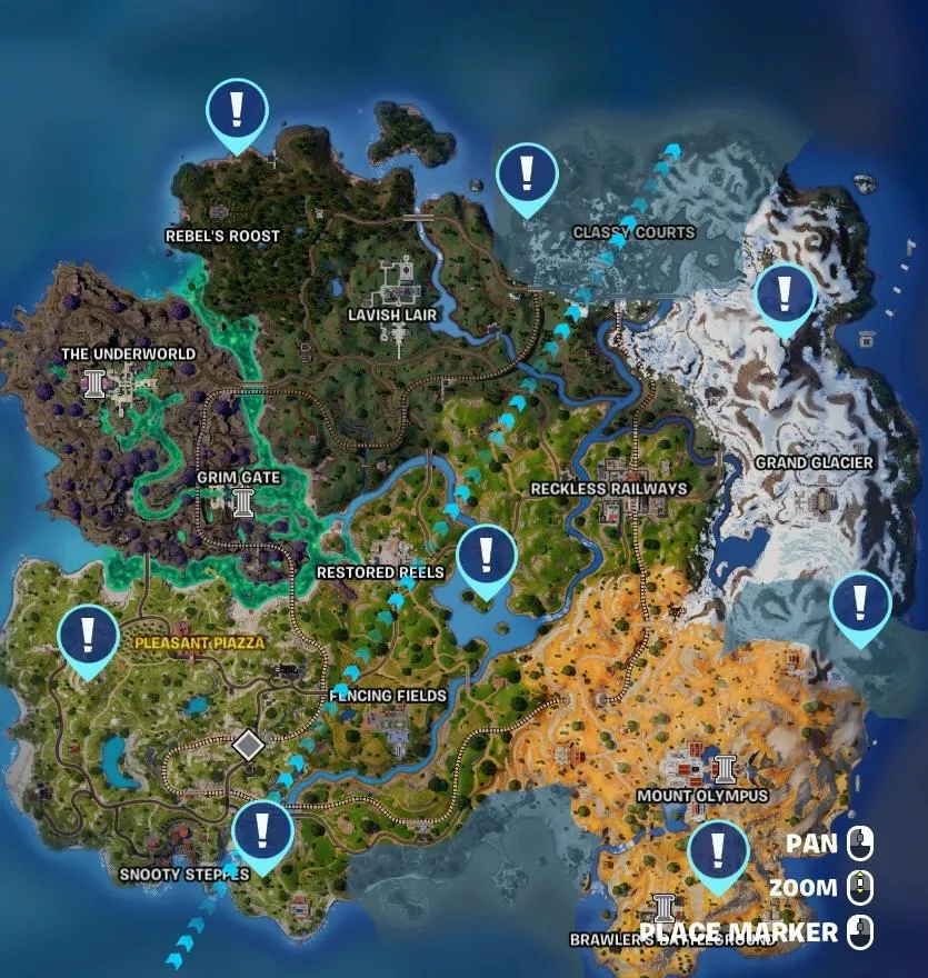 Visit an Elemental Shrine Locations Fortnite