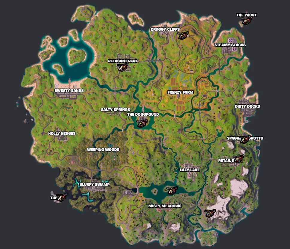 Fortnite Choppa Locations (Helicopters)