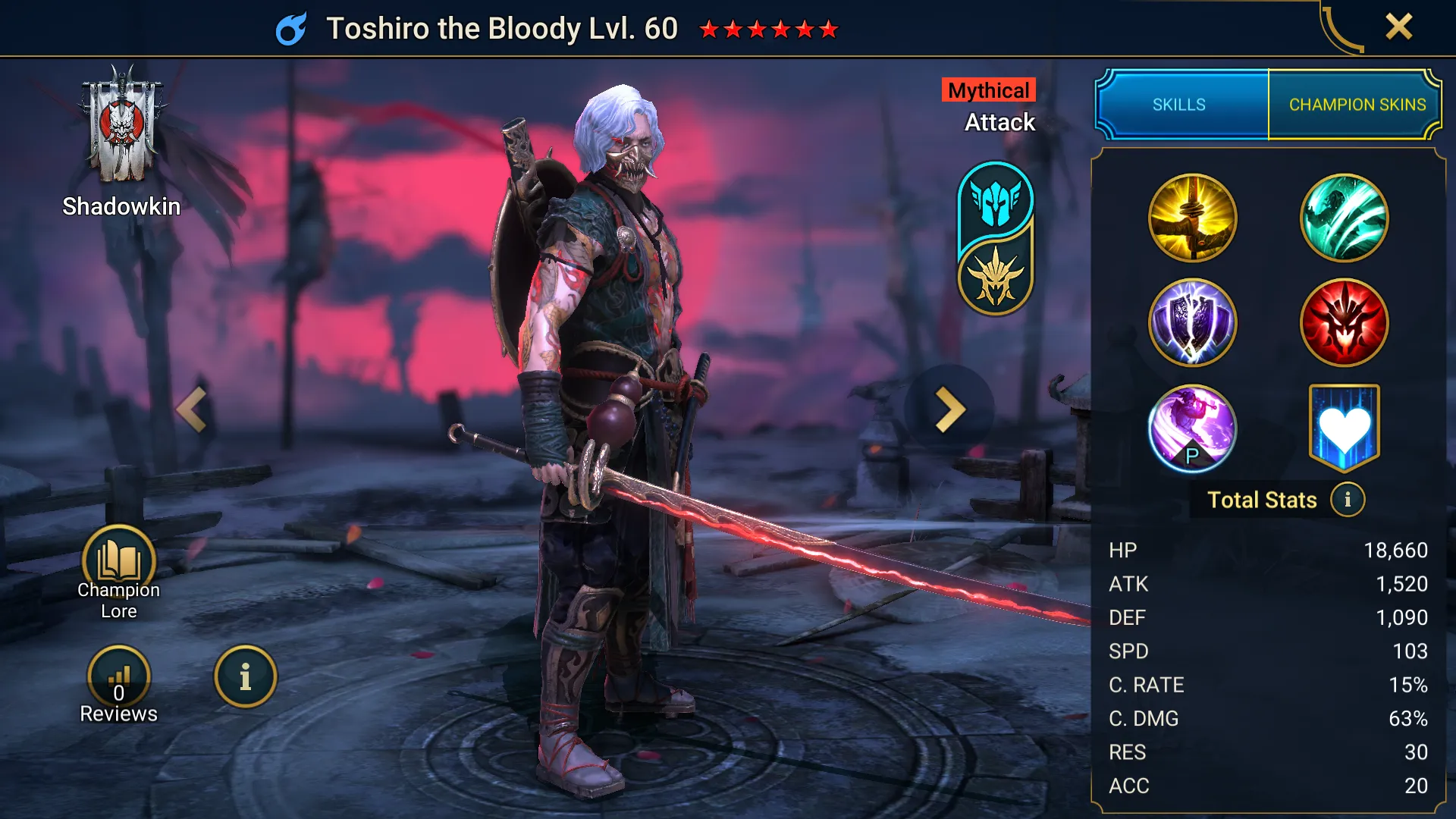 RAID Shadow Legends Toshiro the Bloody Base Form