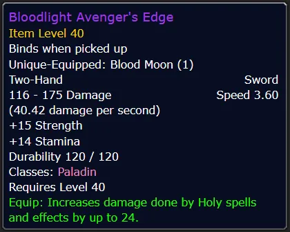 Bloodlight Avenger's Edge