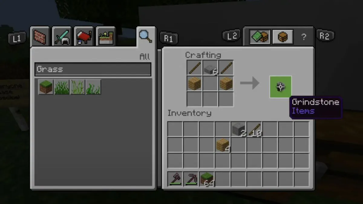 Gathering Materials for a Minecraft Grindstone