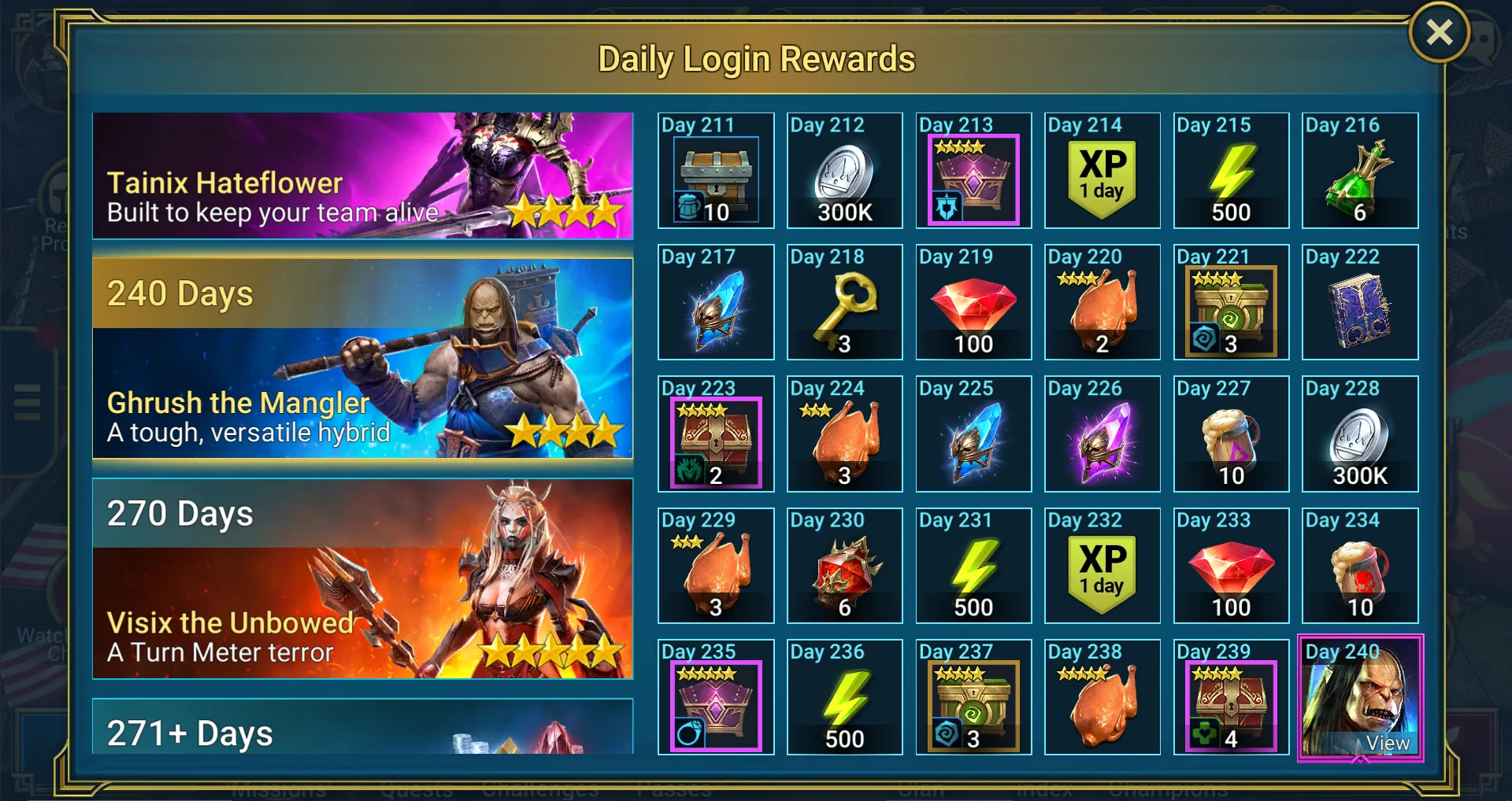 RAID Shadow Legends Login Rewards