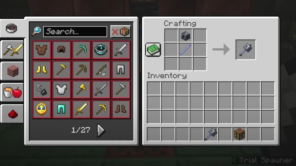 Crafting a Mace in Minecraft