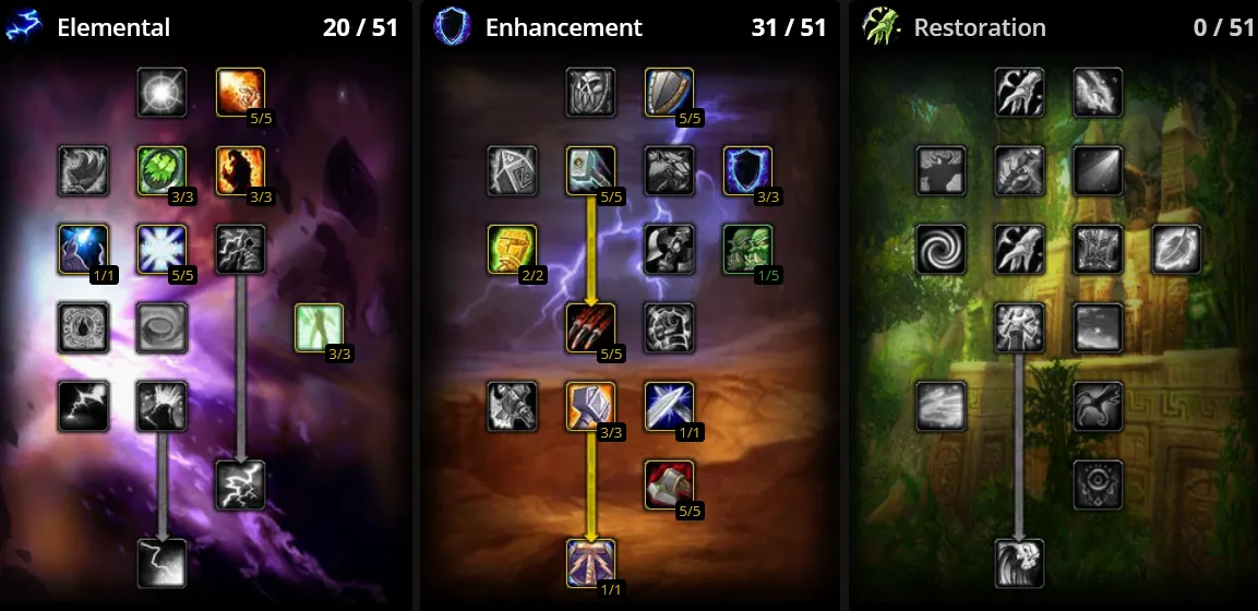 WoW SoD Phase 4 Enhancement Shaman Tank Talents