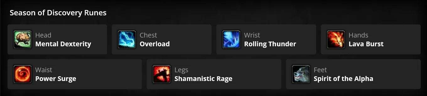 WoW SoD Phase 3 Elemental Shaman Runes