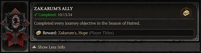 Diablo 4 Zakarum's Hope Title Season 6