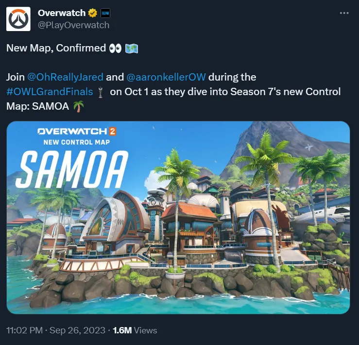 Overwatch 2 new map tweet