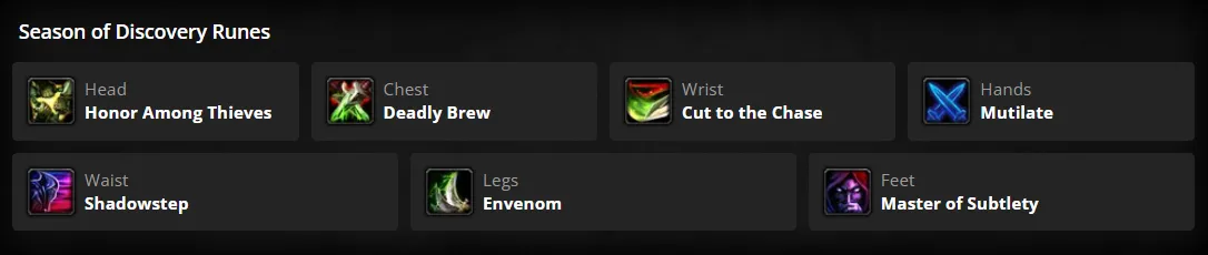 WoW SoD Phase 3 Rogue DPS Runes