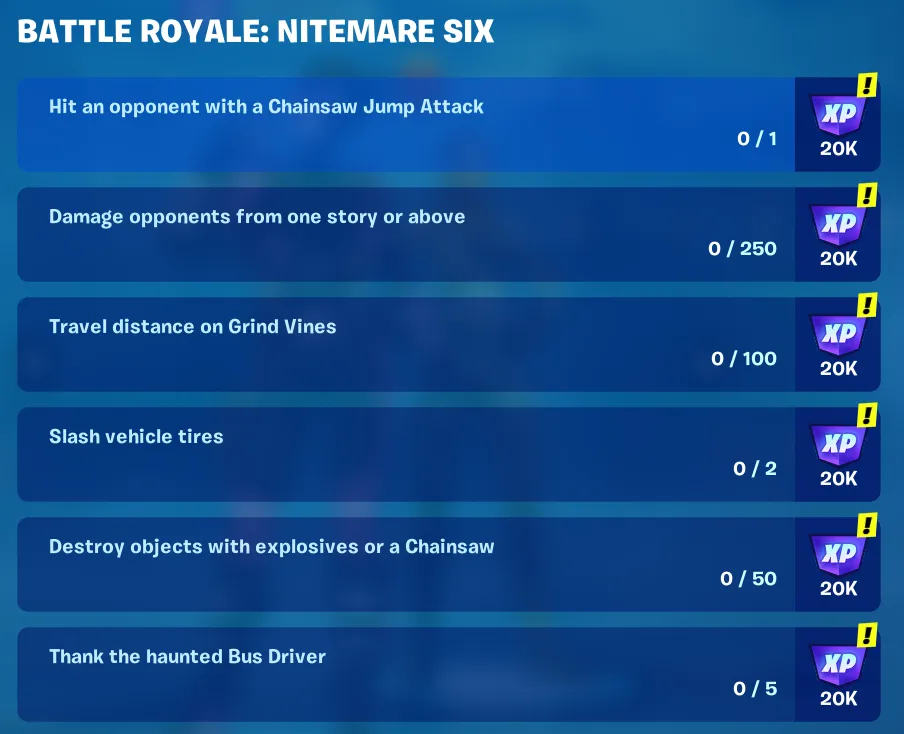 How to Complete Every 'Battle Royale: Nitemare Six' Quest in Fortnite