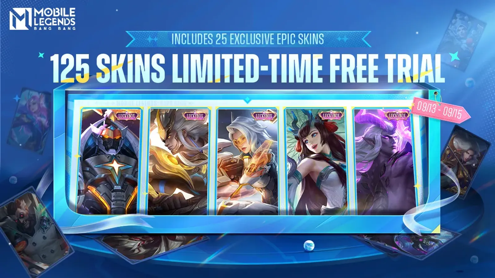 Mobile Legends Bang Bang: All Heroes and 125 Skin Free Trial