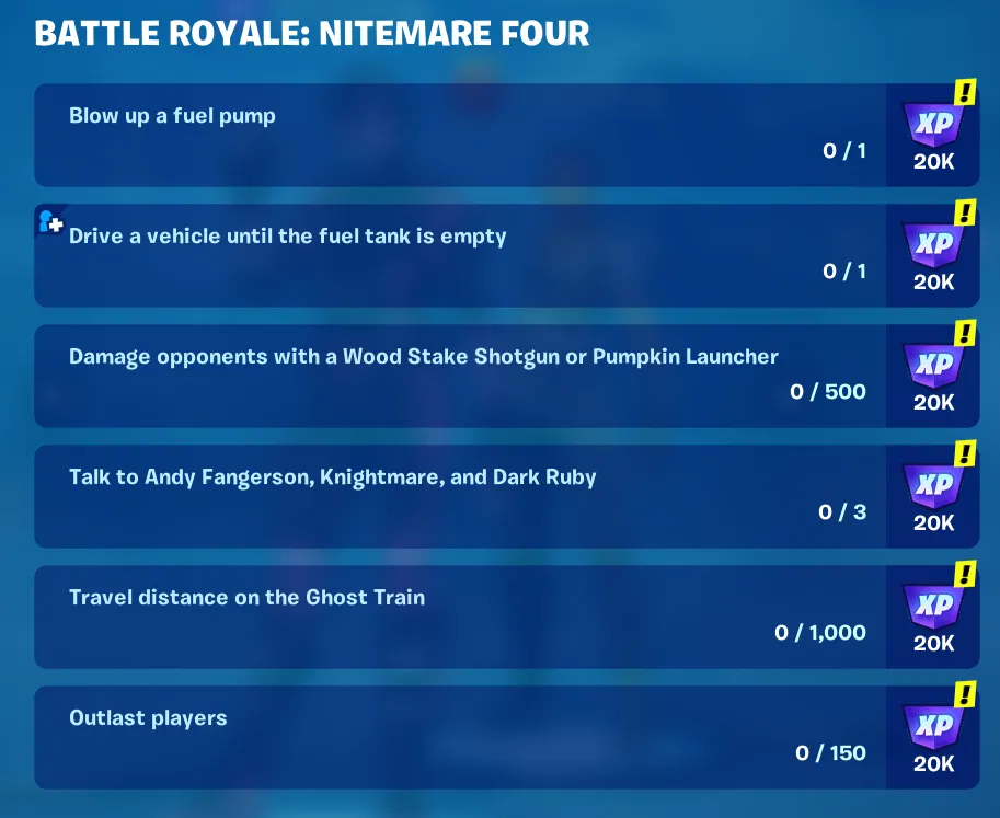 How to Complete Every 'Battle Royale: Nitemare Four' Quest in Fortnite