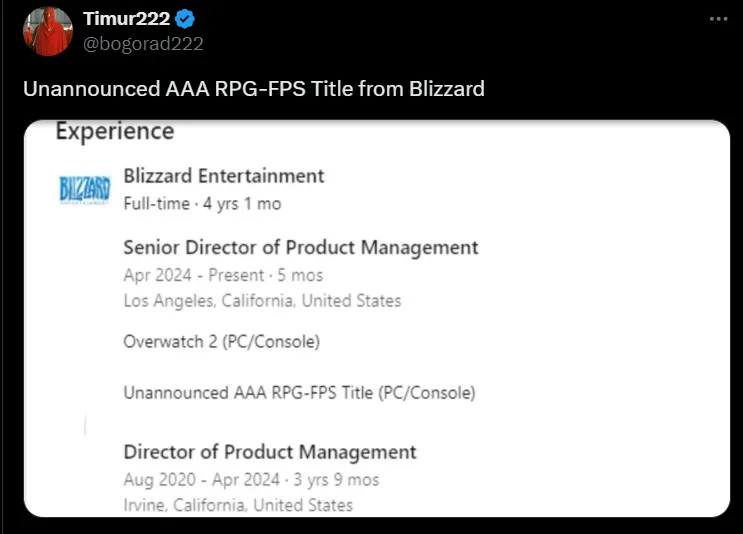 Blizzard Secretly Working on a New RPG FPS Game? Here's What We Know