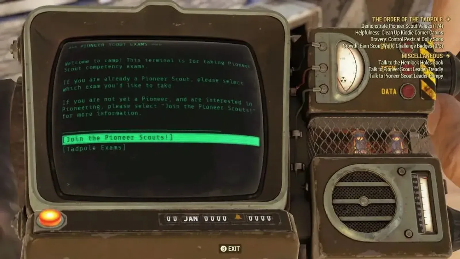 All Tadpole Exam Answers in Fallout 76