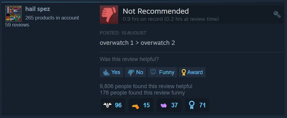 Overwatch 2 Steam review