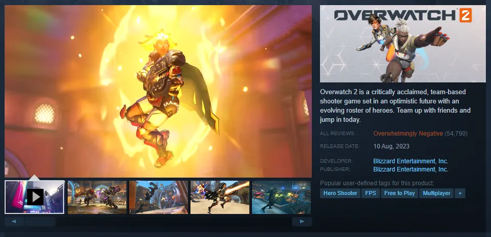 Overwatch 2's Steam release leads to tremendously bad reviews