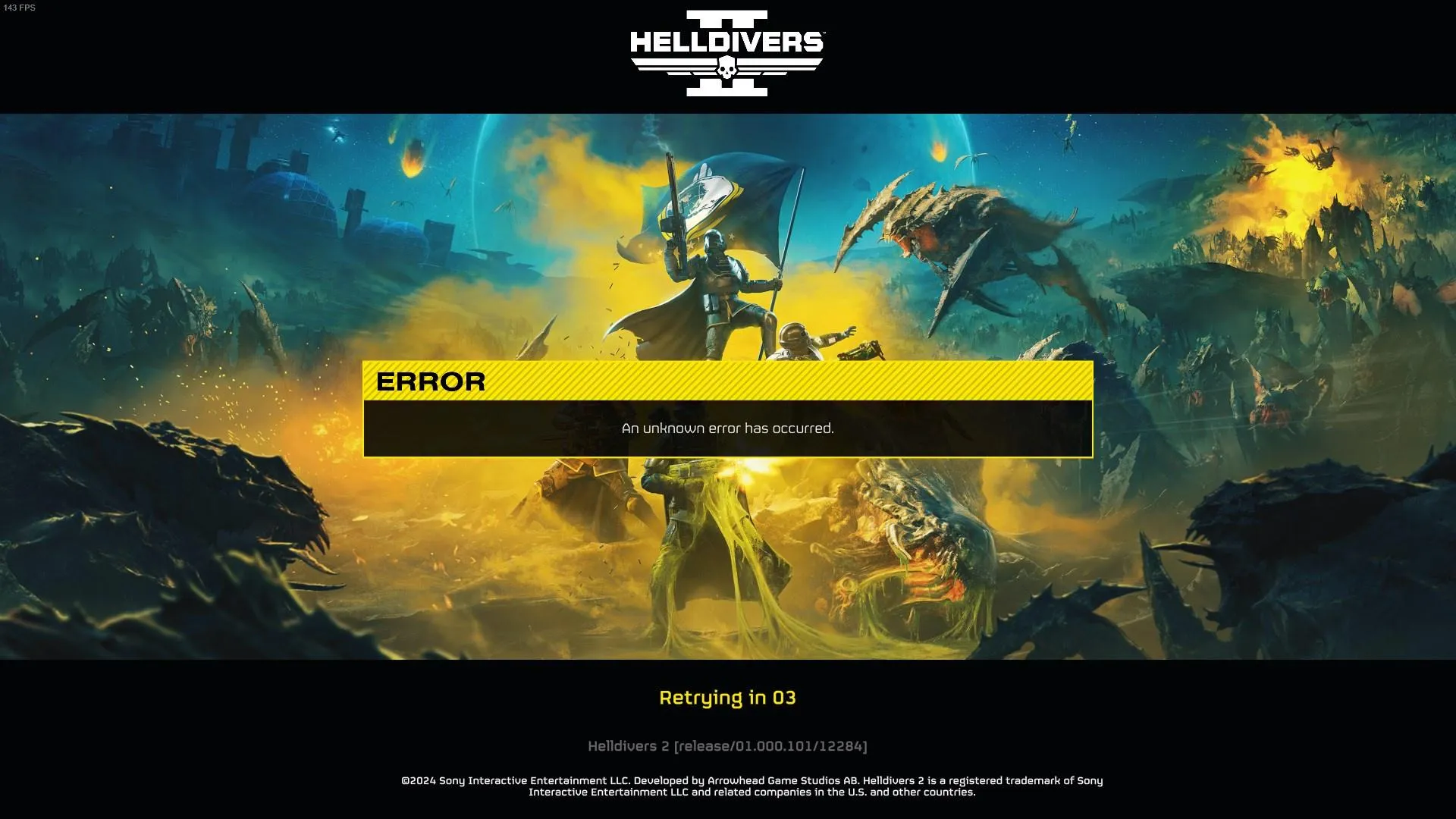 Helldivers 2 Unknown Error Has Occurred Issue
