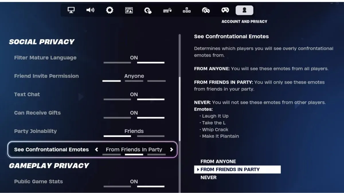 Обновление Fortnite позволяет игрокам блокировать токсичные эмоции и как это сделать