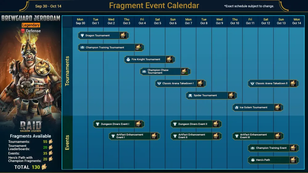 RAID Shadow Legends: Brewguard Jeroboam Fragment Event Guide (September 30 - October 14)