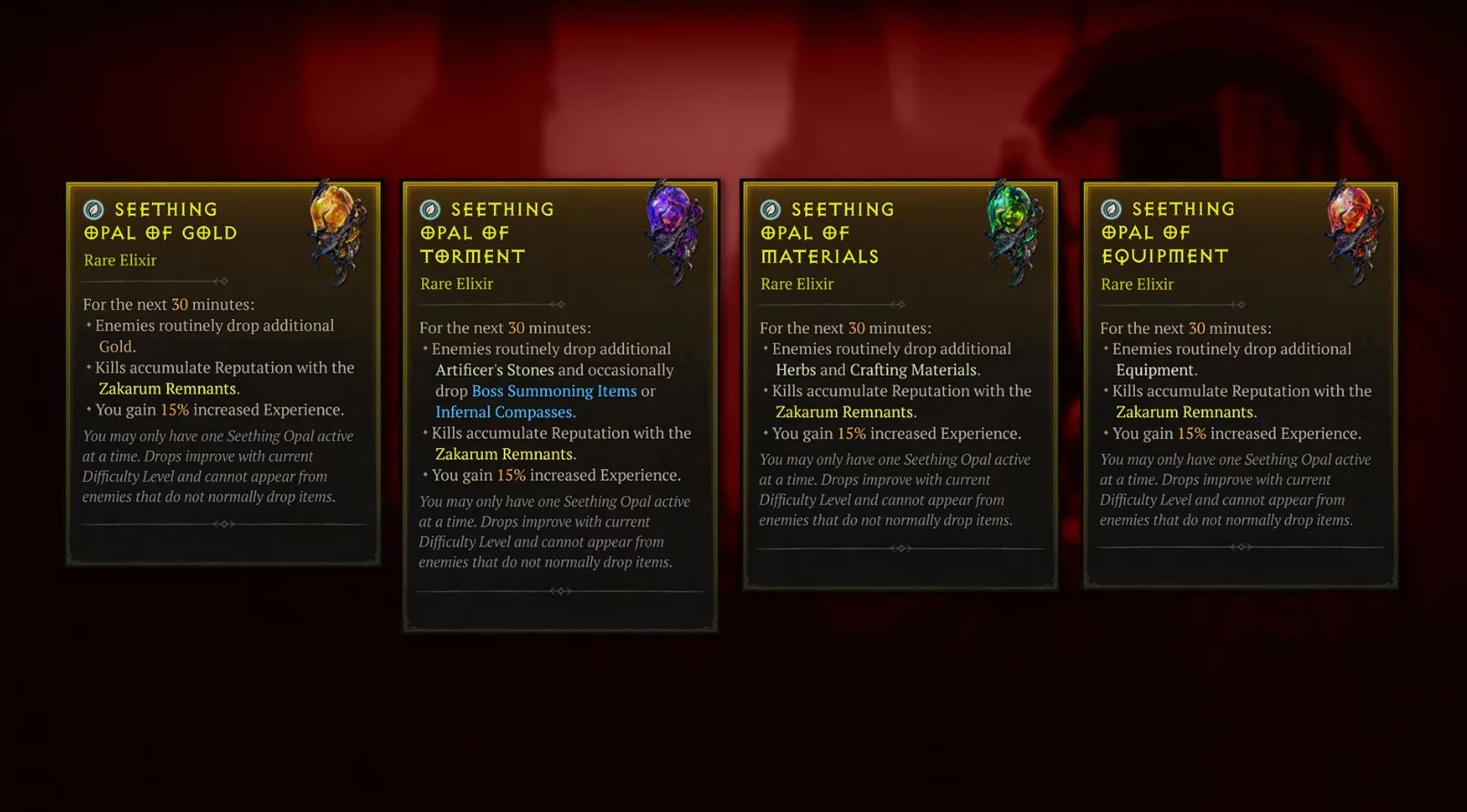 Diablo 4 Season 6 Seething Opal Elixirs