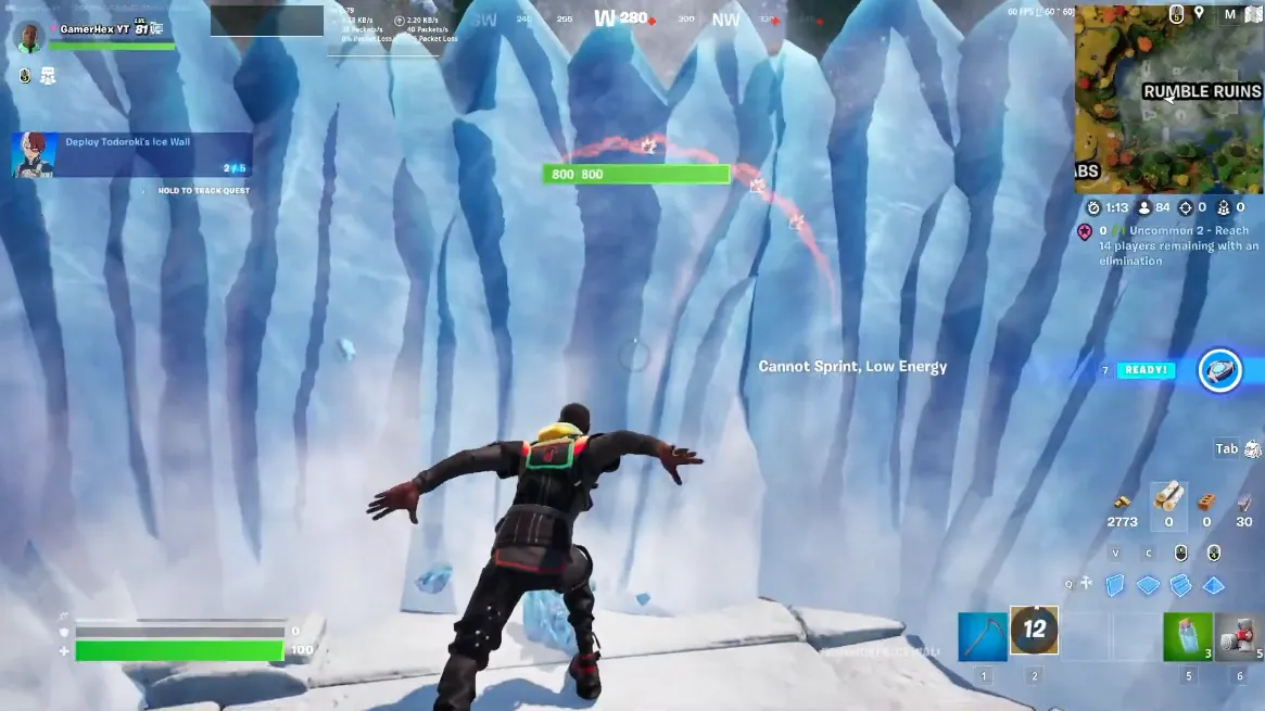 Todoroki ice wall location Fortnite