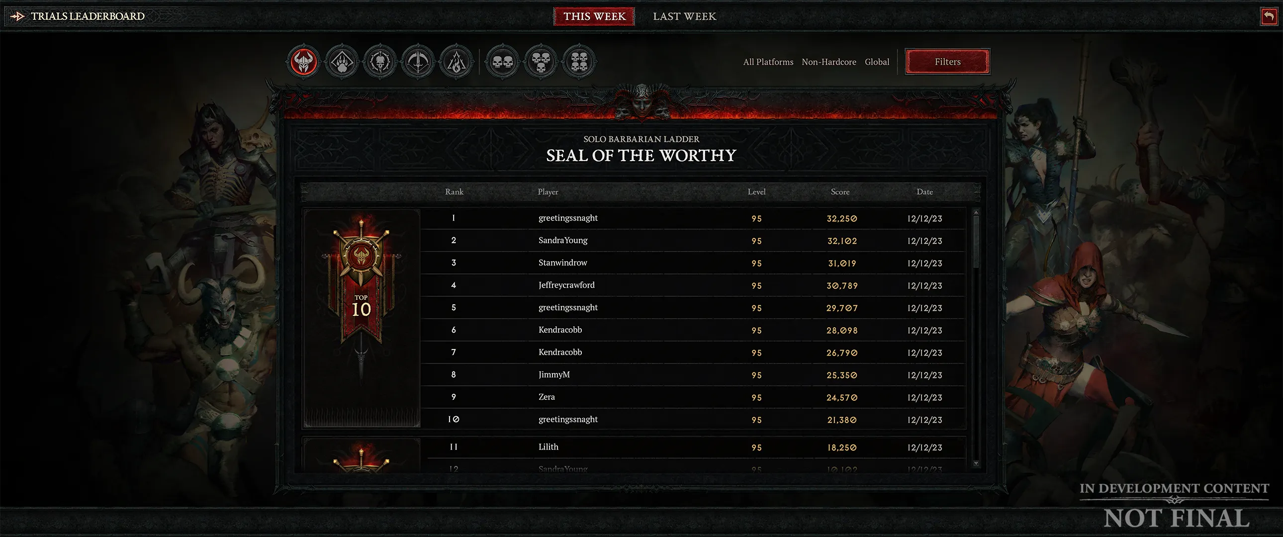 Diablo 4 Season 3 Leaderboards