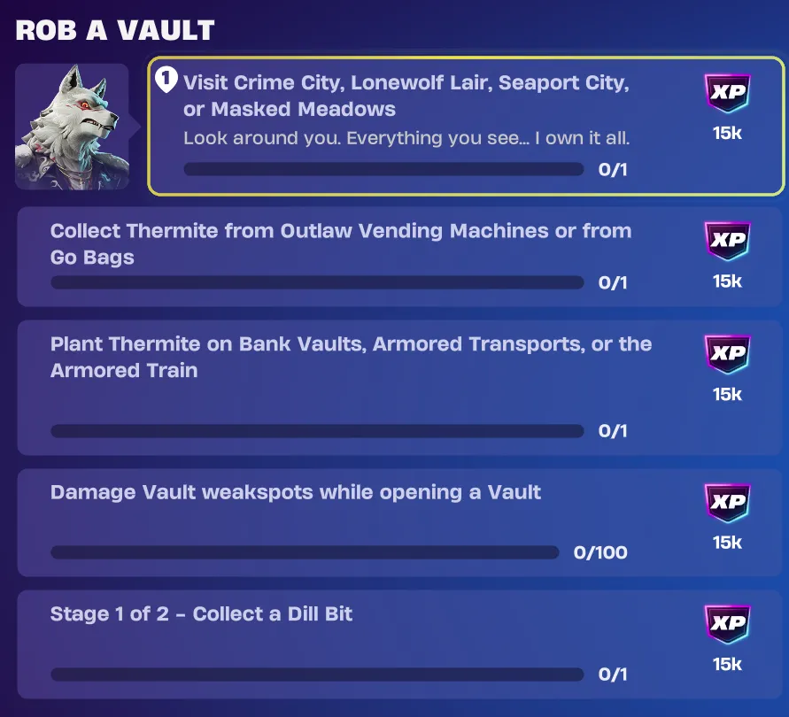 How to Complete Every "Rob a Vault" Kickstart Quest in Fortnite Chapter 6 Season 2