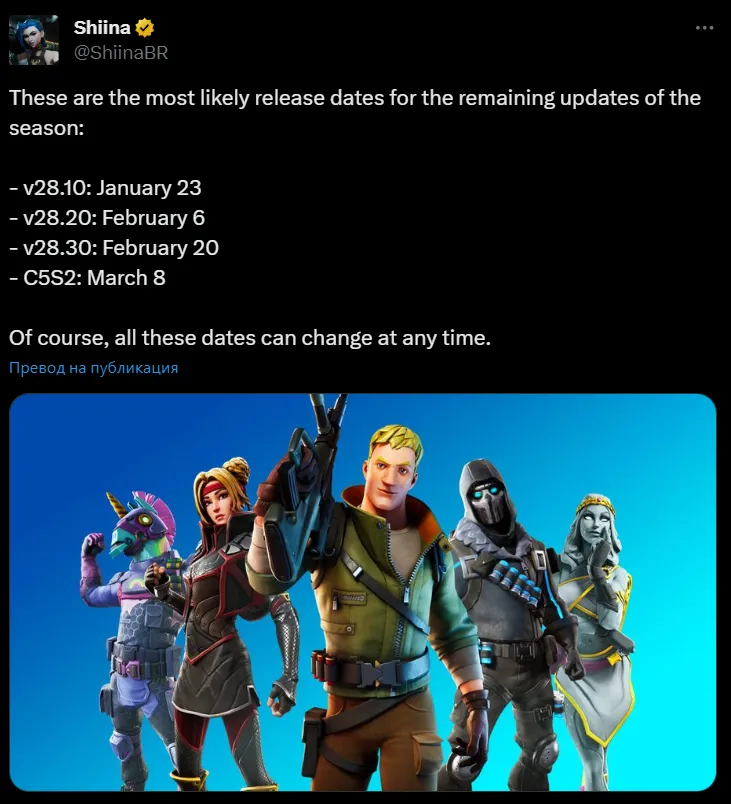 Fortnite Update Dates