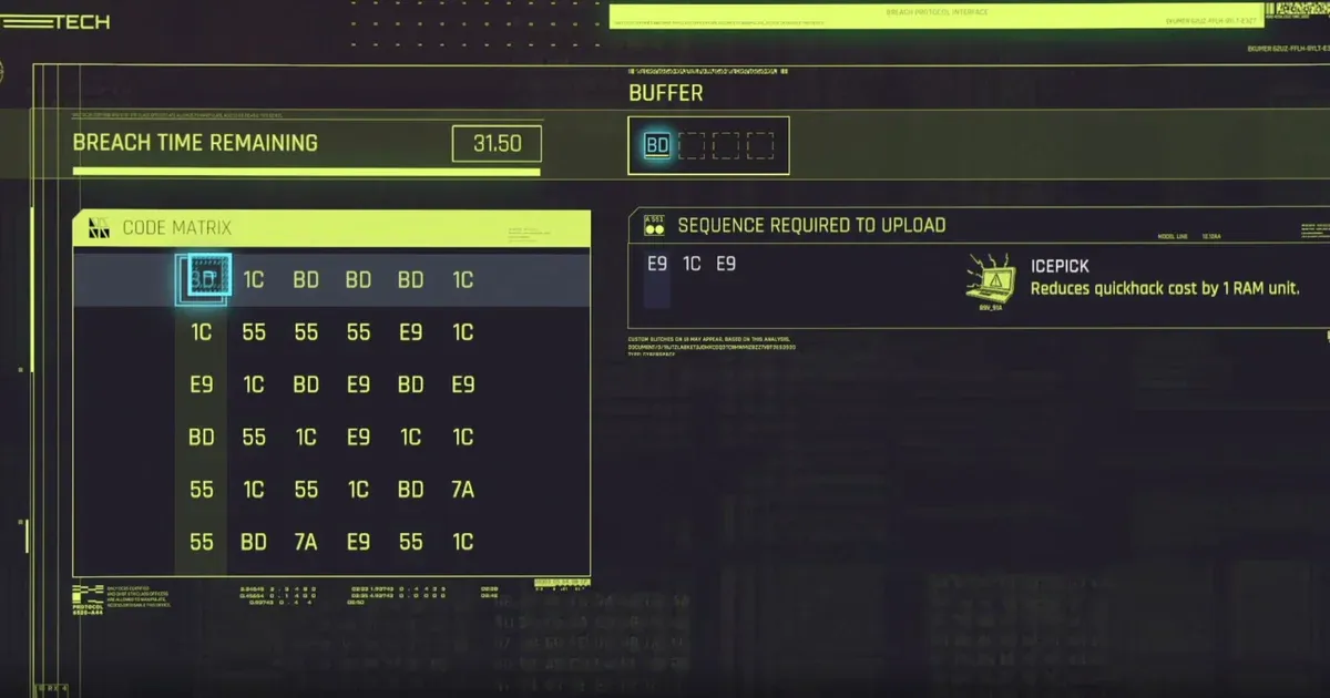 Breach protocol hacking Cyberpunk 2.0