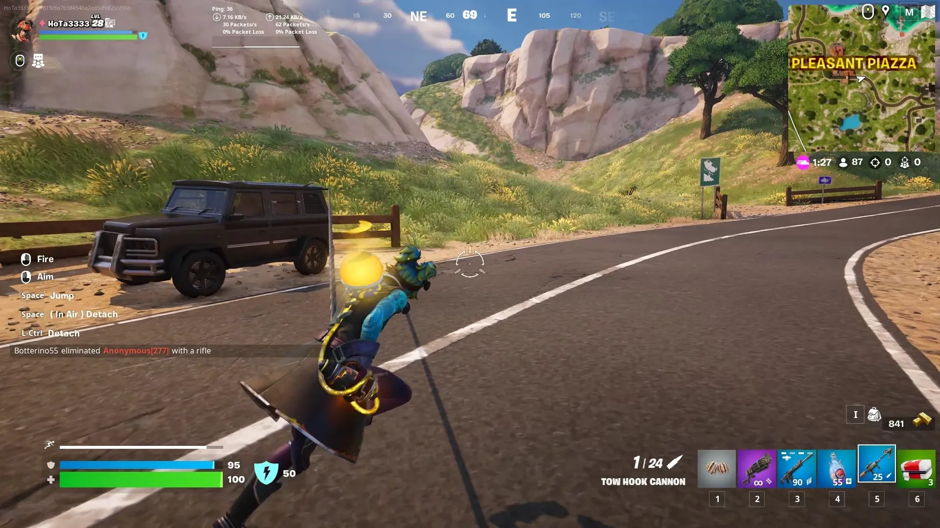 How to Travel Distance While Attached to a Vehicle With a Tow Hook Cannon in Fortnite
