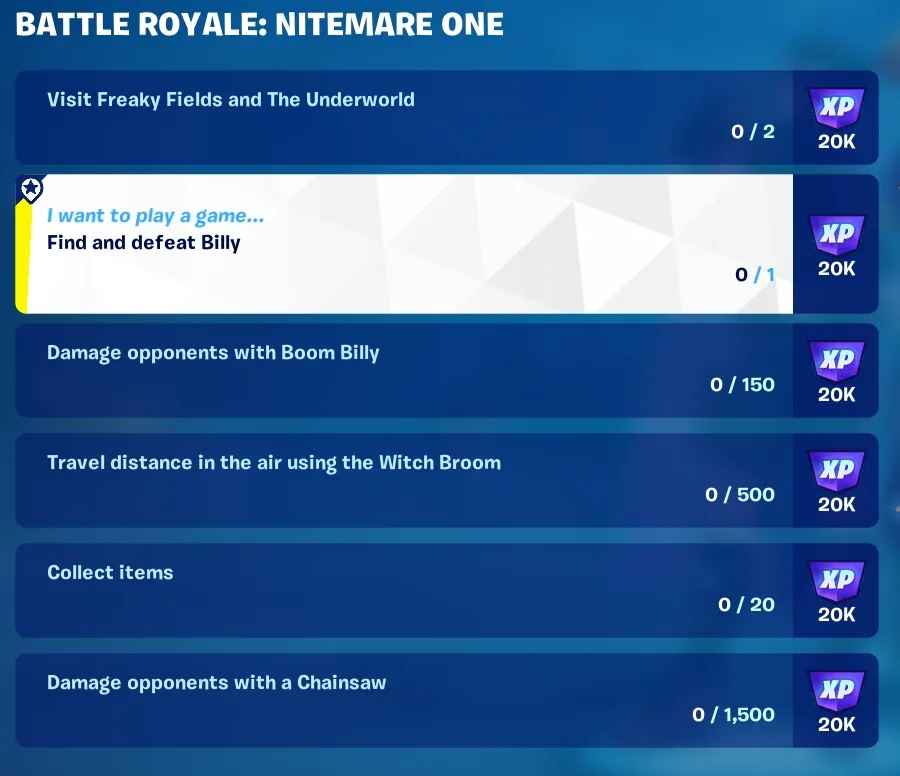 How to Complete Every 'Battle Royale: Nitemare One' Quest in Fortnite