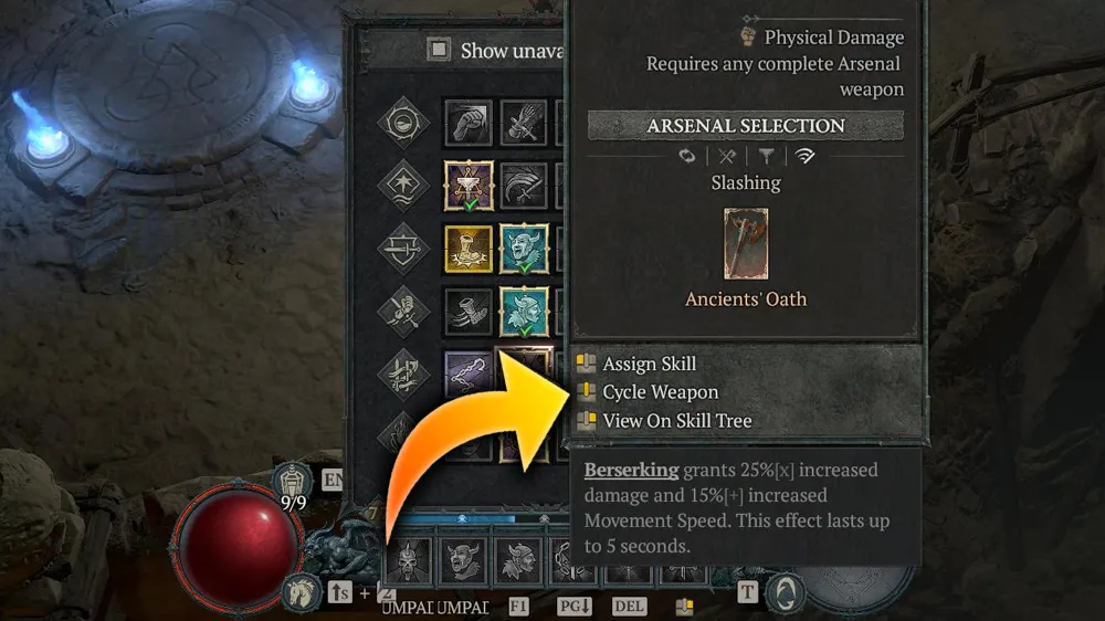 Diablo 4 Cycle Weapon Button