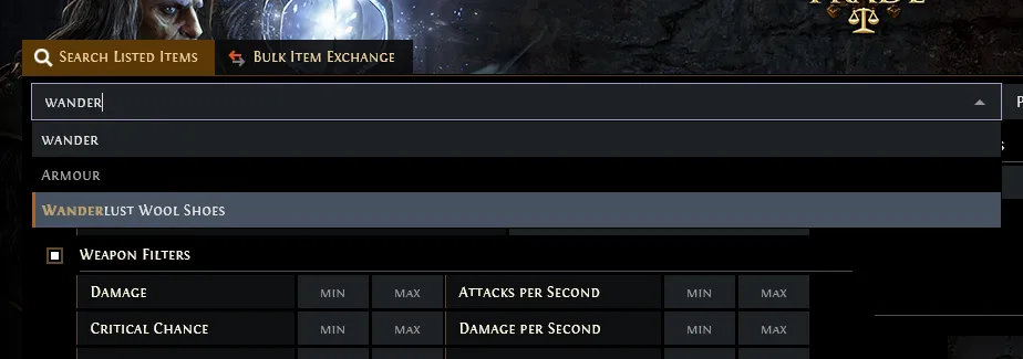 Path of Exile Item Search