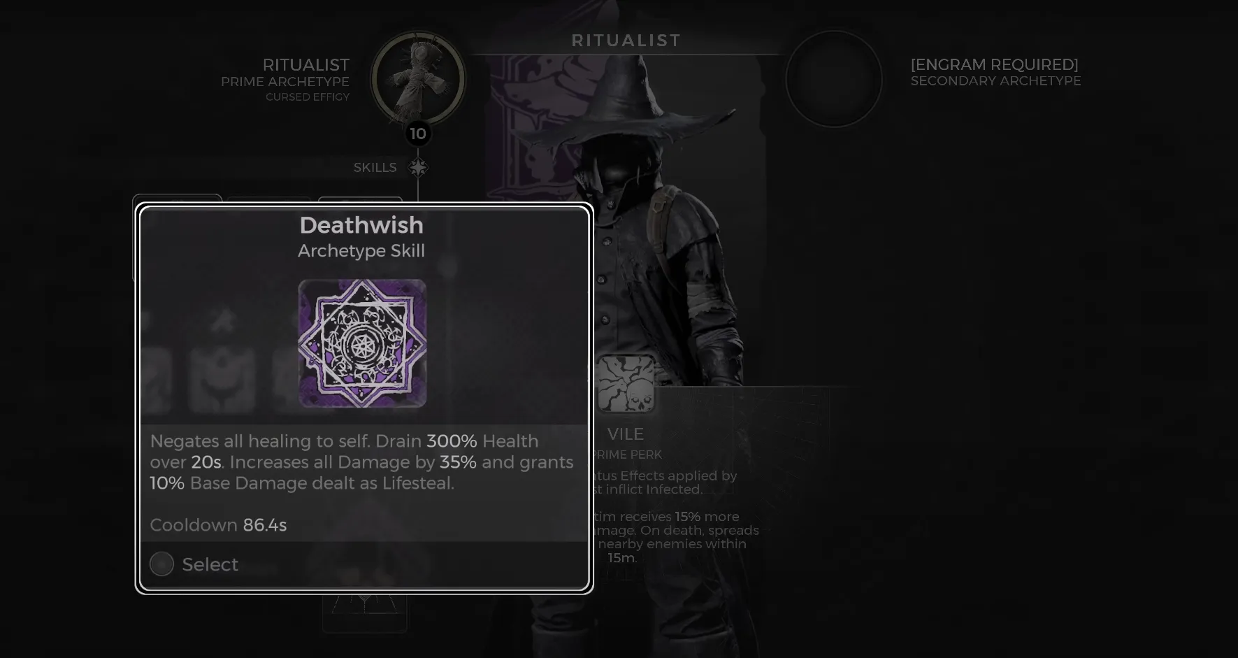 Remnant 2 New Archetype the Ritualist's Abilities and Perks: Deathwish