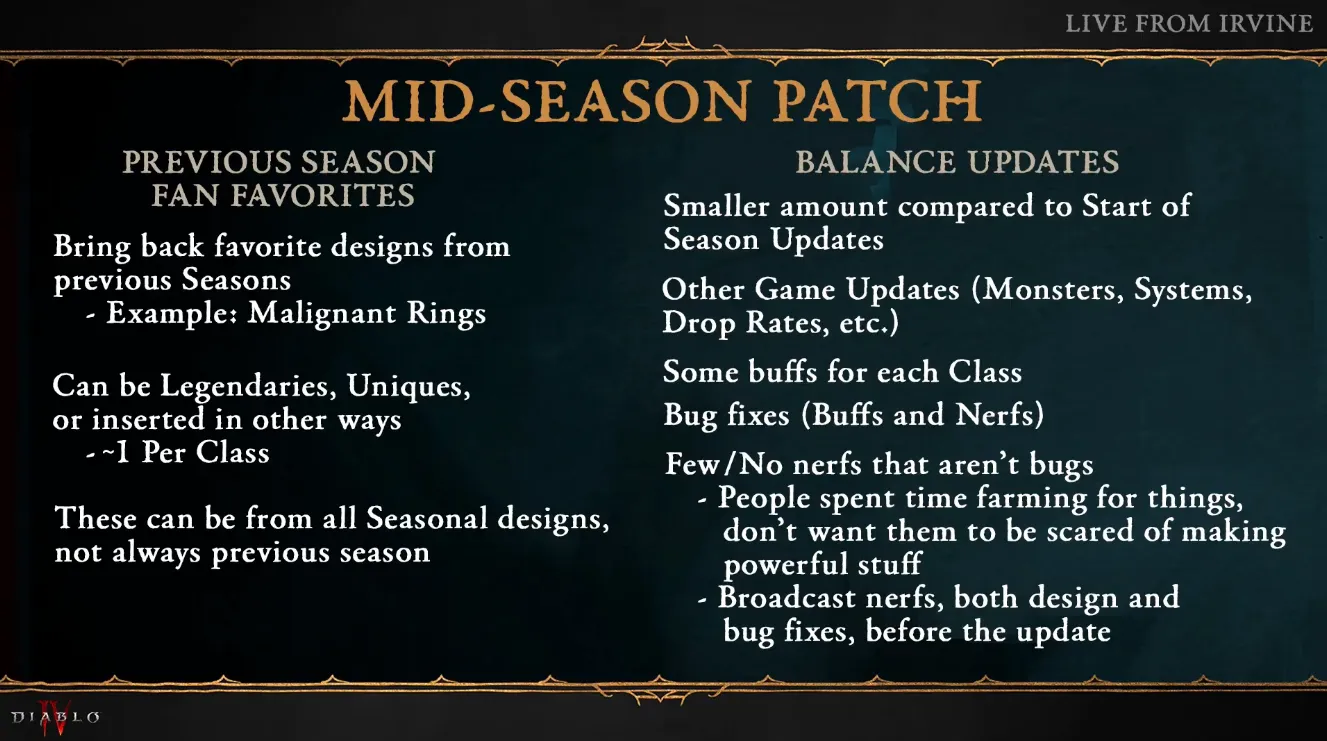 Diablo 4 Season 3 Roadmap Mid-Season